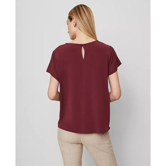 Ann Taylor Mixed Media Crew Neck Short Sleeves Tee - L - Picture 4 of 4